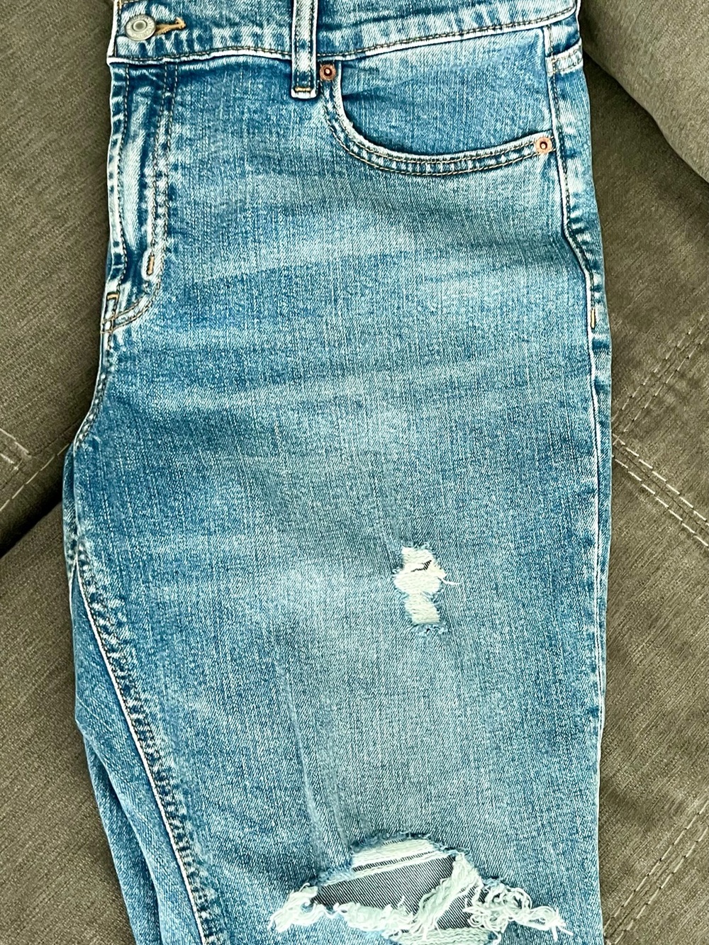 Old Navy Light Blue Slim Straight Jeans with Distressed Detail
